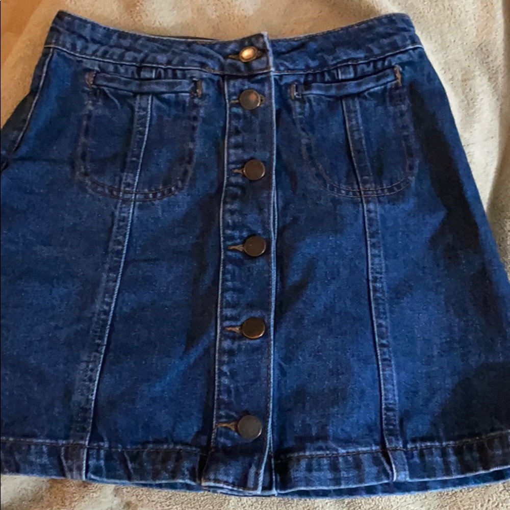 Topshop dark blue jean miniskirt with front pockets - 25